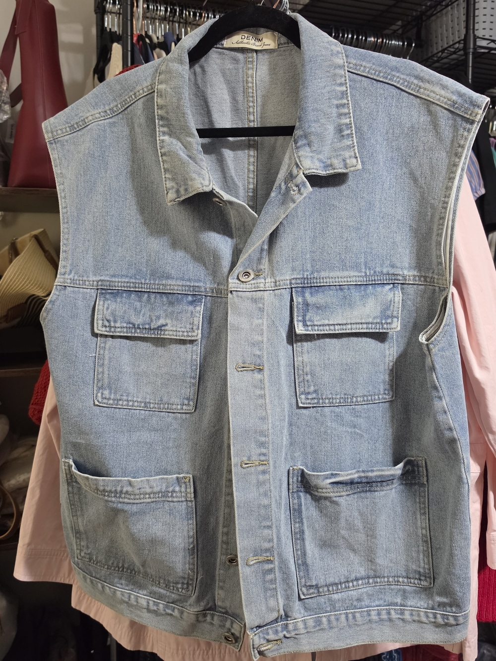 DENIM Light Blue Vest - Casual Utility Style